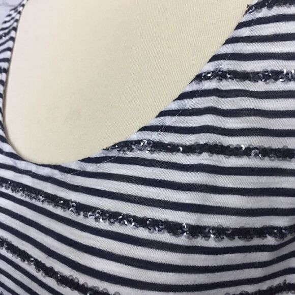 J. CREW SEQUINED NAVY STRIPED TANK TOP - Picture 3 of 7